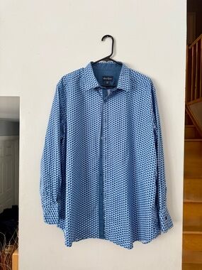 Robert Graham Blue Mosaic Tile Button Down | Maximalist Flip Cuffs